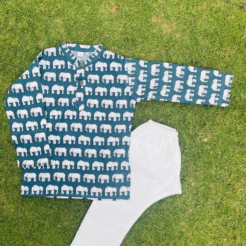 Cotton Elephant kurta pyjama