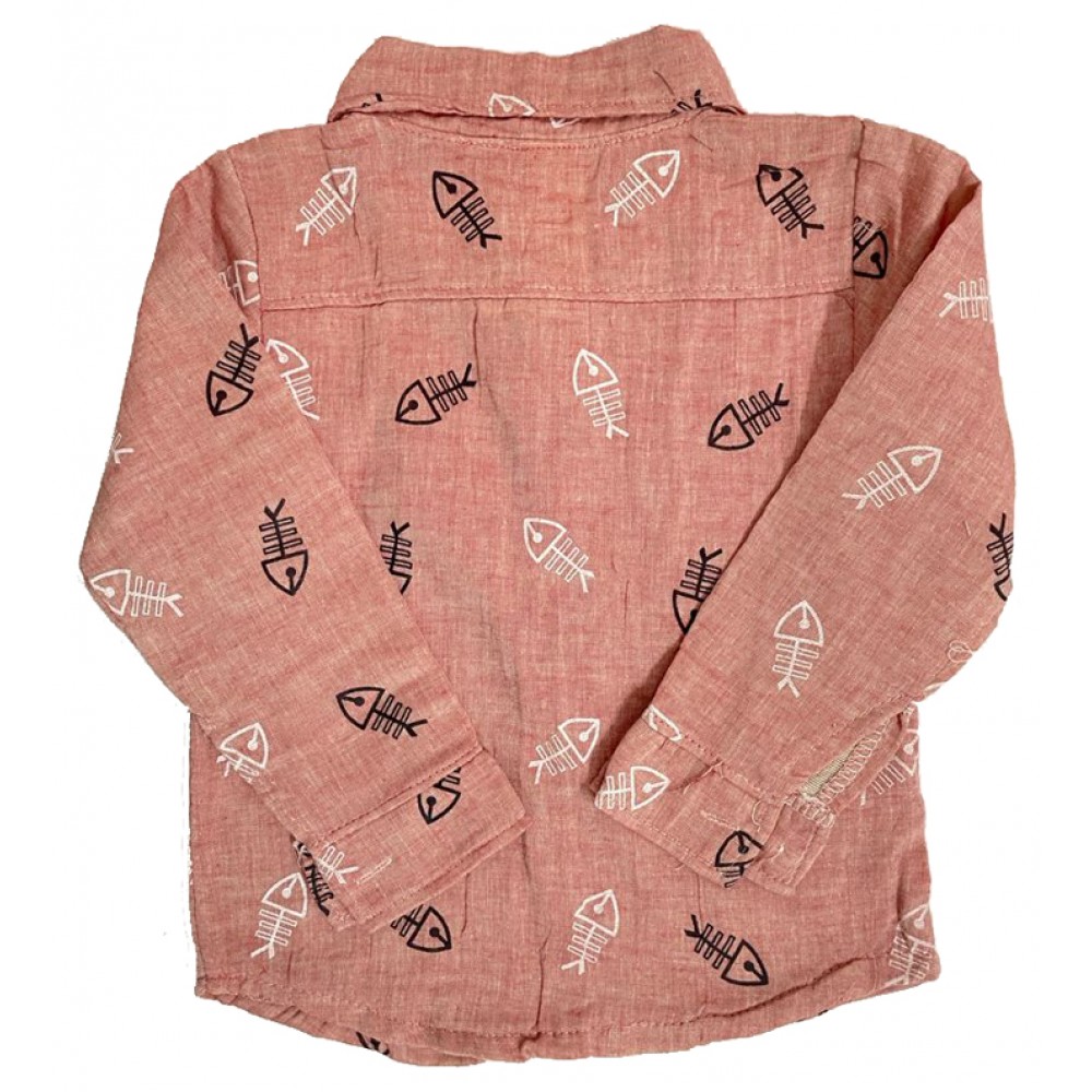 Printed shirt and jeans set with bow