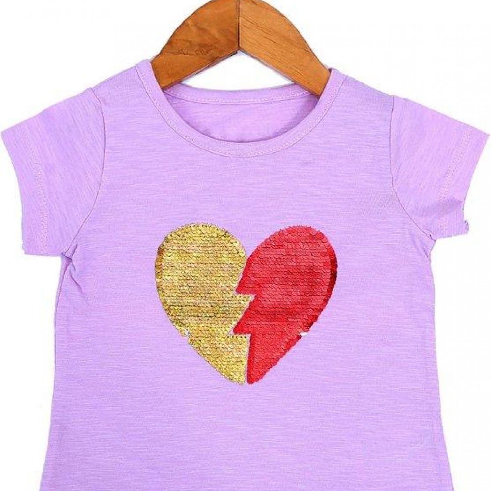 Heart Sequin Purple top/ t-shirt