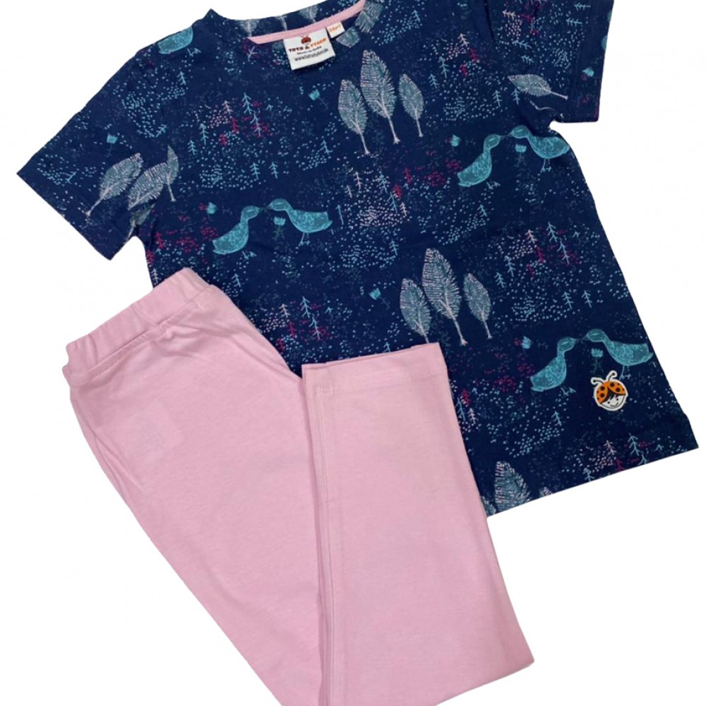 Trees & Brids Print Top & Bottom Set for girls