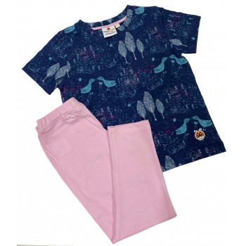 Trees & Brids Print Top & Bottom Set for girls
